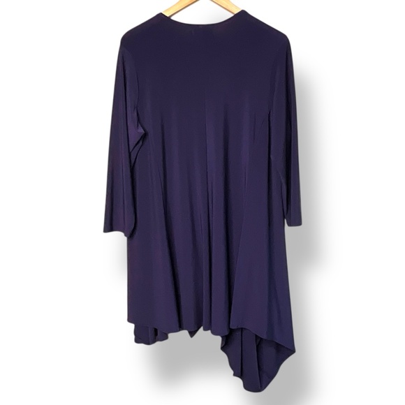 SYMPLI Deep Purple Asymetrical 3/4 Sleeve Tunic One Pocket MADE IN CANADA Sz 18 - Picture 3 of 8